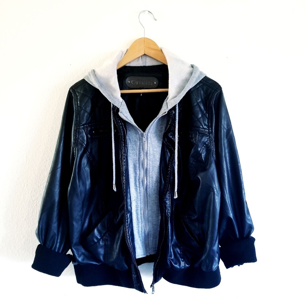 Cavalini Faux Leather Black Bomber